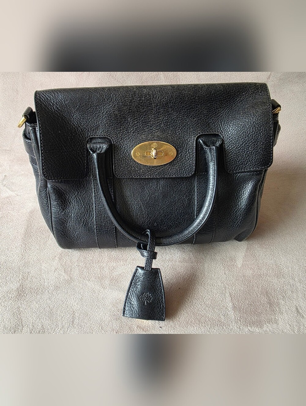 Mulberry Bayswater Satchel - Black Small Classic Grain Handbag